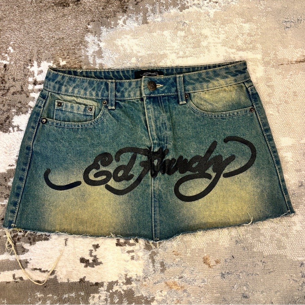 Ed Hardy Blue Denim Mini Skirt